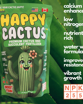 Happy Cactus Fertilizer – Low Nitrogen Fertilizer for Cactus Plant & Succulents – Bloom Booster with Calcium for Vibrant Growth – 2-5-5 NPK, 1.5 lbs for Indoor/Outdoor Use