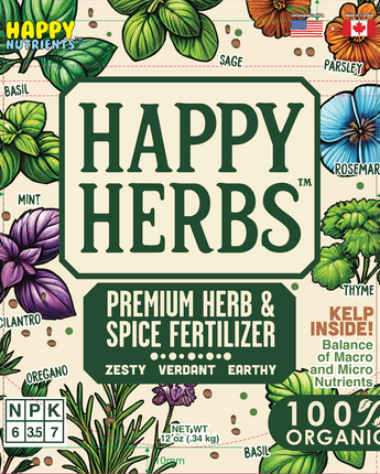 Fertilizer for Herbs Happy Herb Organic Fertilizer – Premium Plant Food for Basil, Mint, Cilantro, Rosemary, Thyme & More – Balanced Macro & Micro Nutrients for Thriving Home Gardens – 12 oz (0.34 kg)